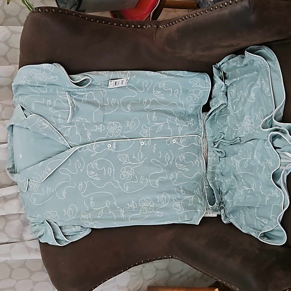 State Of Day Oeko Tex Feminine Faces  2 Pc Pyjama Set Notched Collar